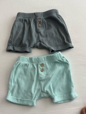 Carter's Ribbed Knit Shorts Set in Mint and Slate